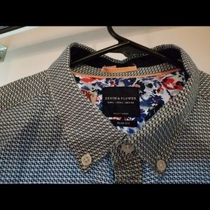 Denim and flower button up shirt new